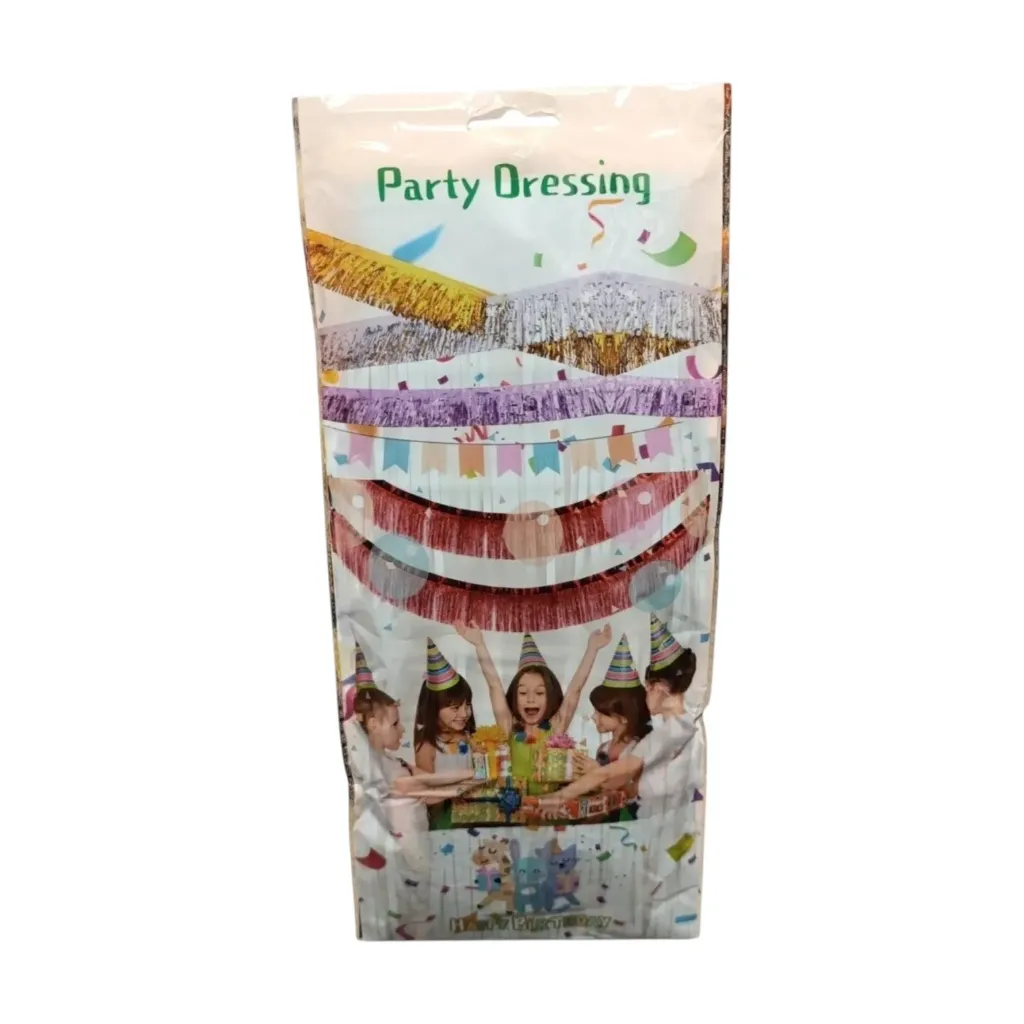 [G3837] Cortina decorativa metalizada, flecos, en bolsa, varios colores
