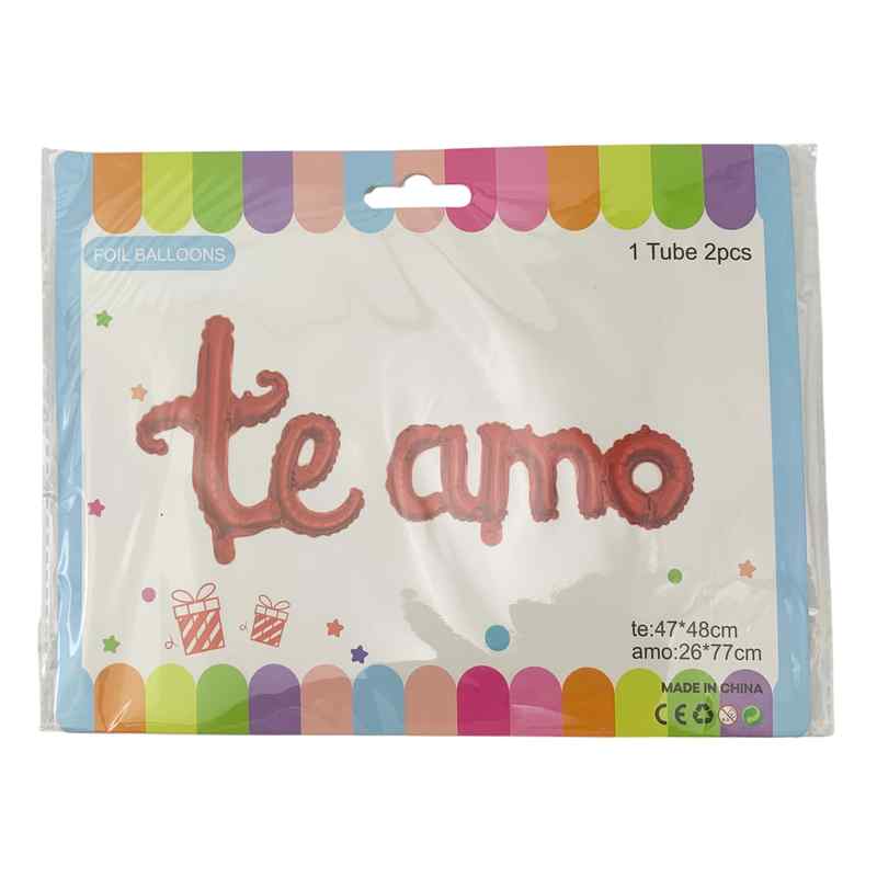 [G3865] Globo metalizado letras, te amo, PACK x20, en bolsa, varios colores