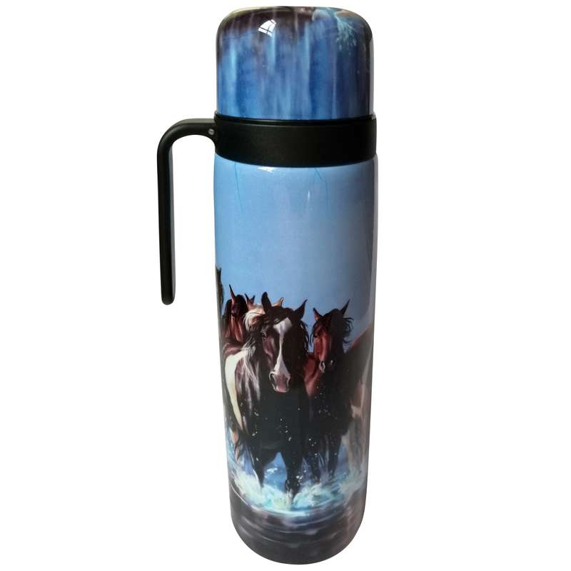 [H1069F] Termo 1L media asa, con diseño, pico cebador, base antideslizante, Berlina