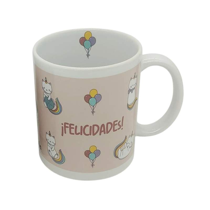 [H200DJ] Taza de loza 300ml, felicidades