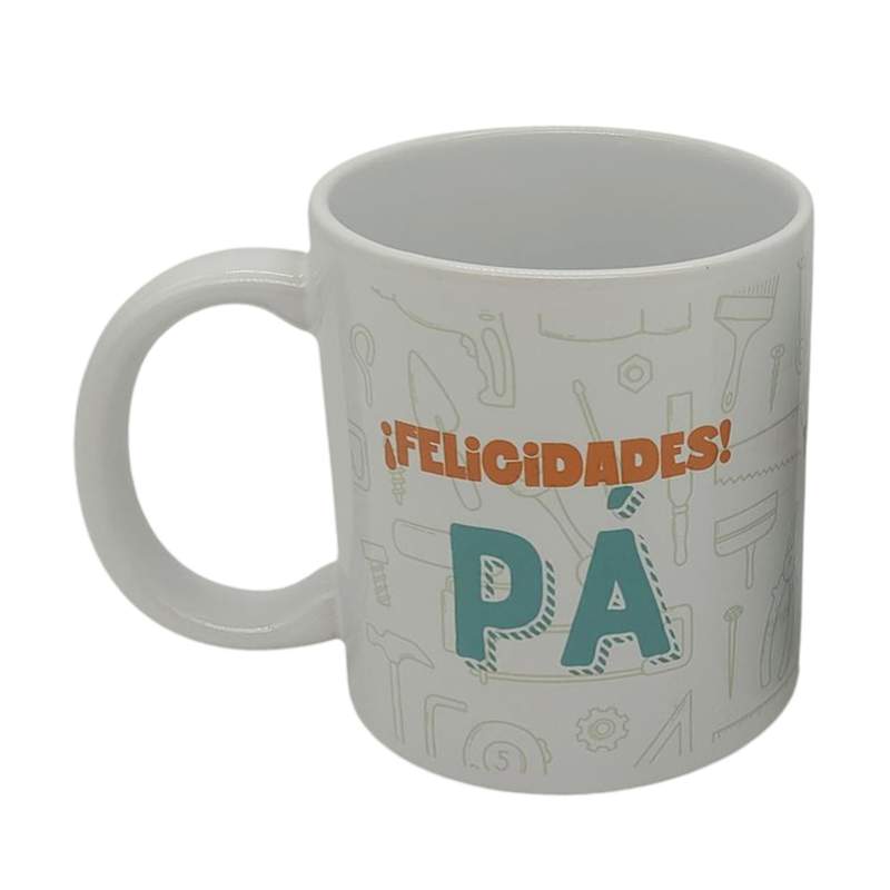 [H200DR] Taza de loza 300ml, Papá felicidades
