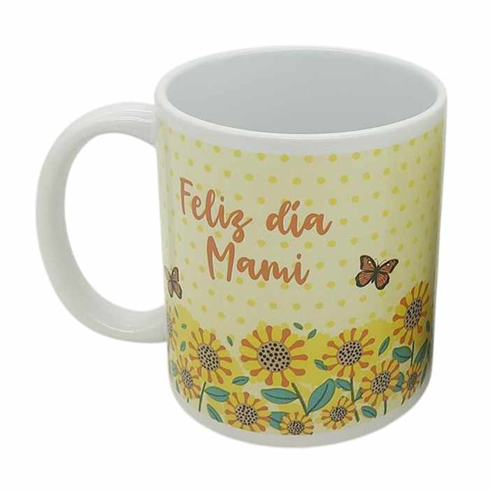 [H200DX] Taza de loza 300ml, Mamá girasoles