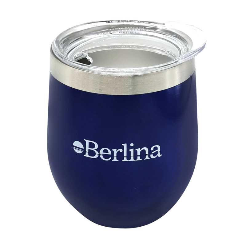 [H2913A] Mate 220ml Berlina AZUL BRILLOSO, con tapa doble pared de acero inoxidable en caja