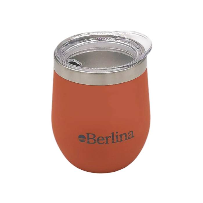 [H2913K] Mate 220ml Berlina ANARANJADO, con tapa doble pared de acero inoxidable, en caja