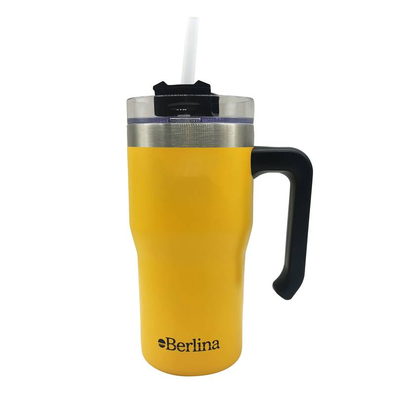 [H3995AM] Vaso térmico doble pared 600ml, sorbito de plástico Berlina AMARILLO