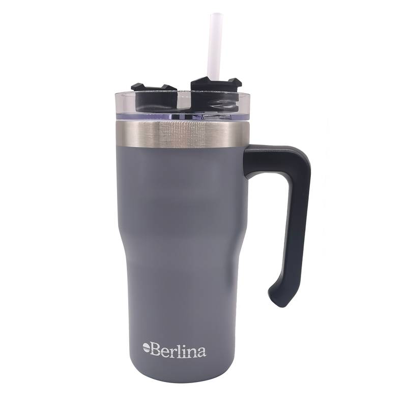 [H3995GR] Vaso térmico doble pared 600ml, sorbito de plástico Berlina GRIS