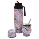 Termo 1L media asa con mate 180ml y bombilla, pico cebador, base antideslizante, Berlina en caja