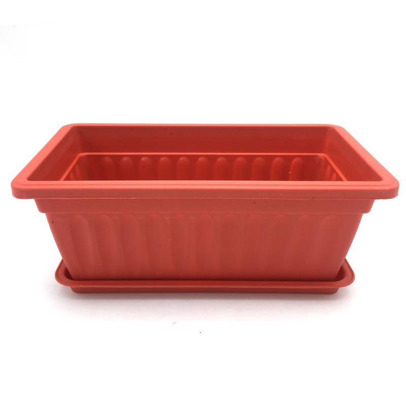 Maceta de plástico, 46x17x15, con plato