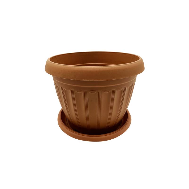 Maceta de plástico redonda, 18cm, con plato