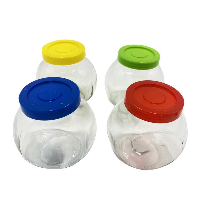 [HA2702] Especiero de vidrio x4, con tapa de plástico, en caja