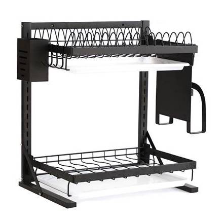 [HA3035] Escurridor de platos, de metal, 2 pisos, estantes para amurar a la pared, en caja