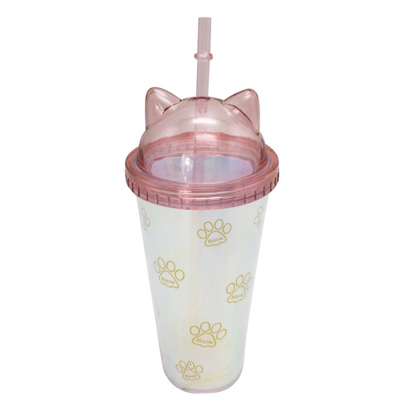 [HA3385] Vaso con sorbito, de acrílico 380ml, tapa rosca, en bolsa, varios diseños
