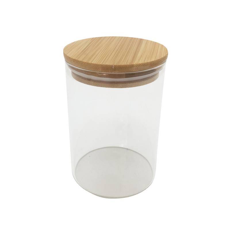 Frasco de vidrio con tapa de bambú 650ml