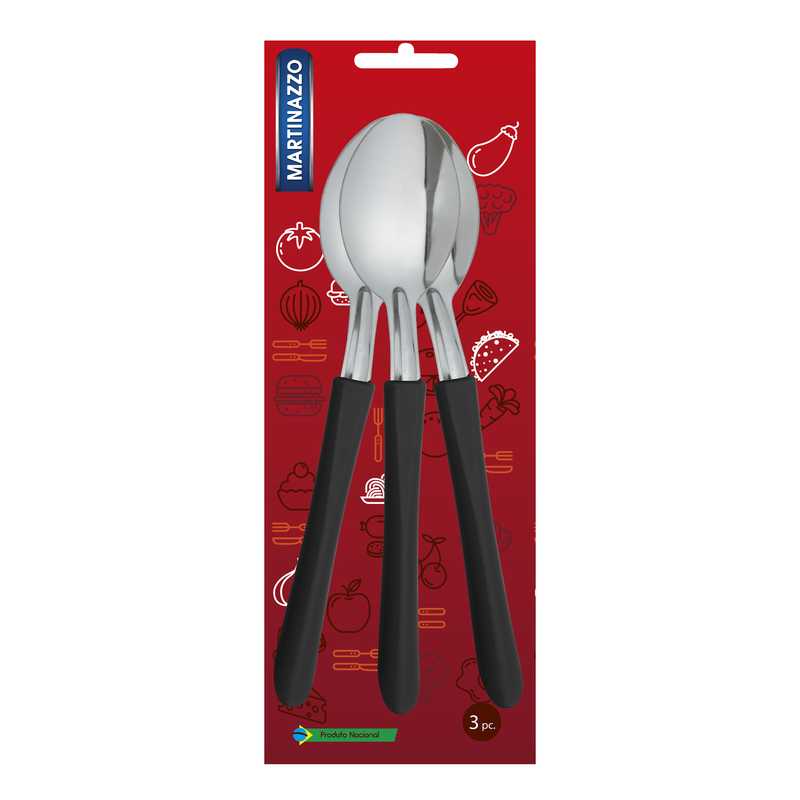 [HA3436NG] Cubiertos cucharas de mesa x3 en blister acero inoxidable NEGRO, ELEGANCE MARTINAZZO