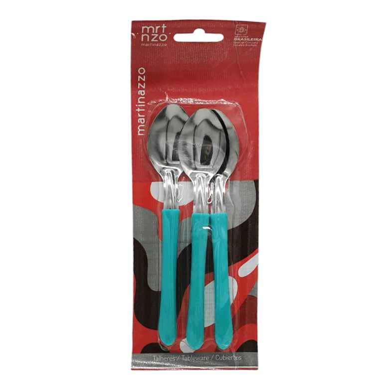 [HA3437VD] Cubiertos cucharas de postre x3 en blister acero inoxidable VERDE, ELEGANCE MARTINAZZO