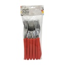 Cubiertos tenedor de mesa x12 en bolsa acero inoxidable ROJO, ELEGANCE MARTINAZZO