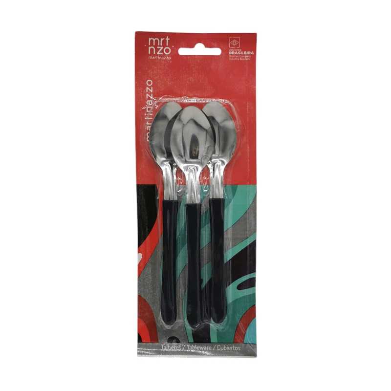 Cubiertos cucharas de té x3 en blister acero inoxidable NEGRO, PIEMONTE MARTINAZZO
