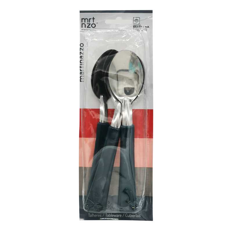 Cubiertos cucharas de mesa x6 en blister acero inoxidable AZUL, UNA MARTINAZZO