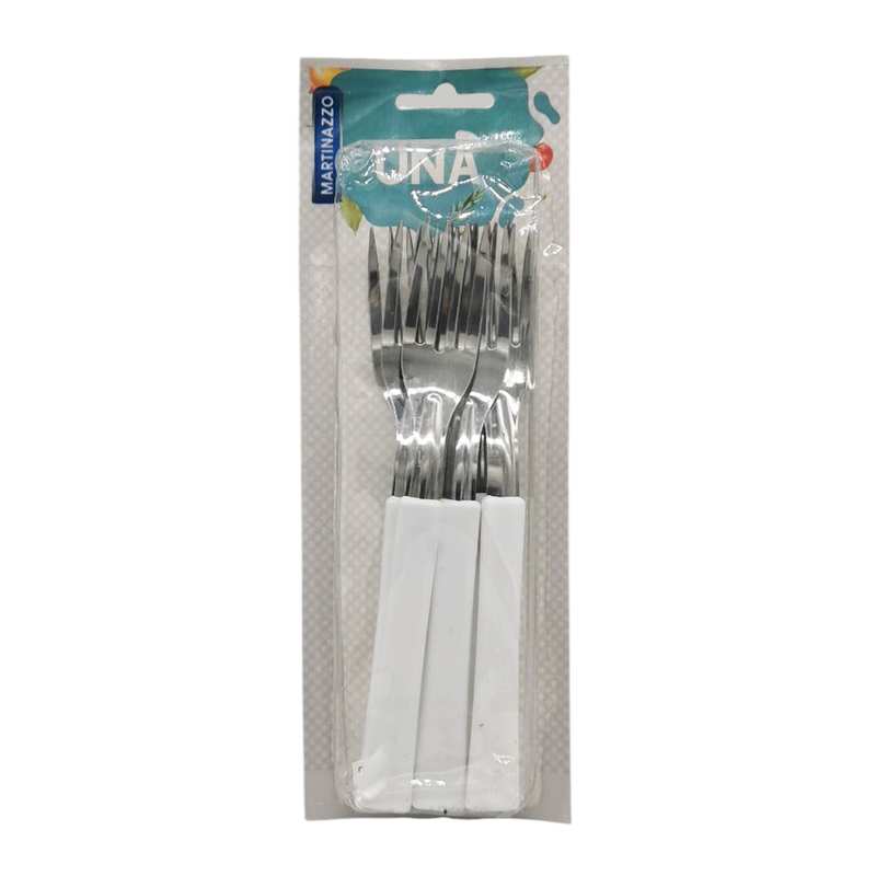 Cubiertos tenedor de mesa x6 en blister, acero inoxidable BLANCO, UNA MARTINAZZO