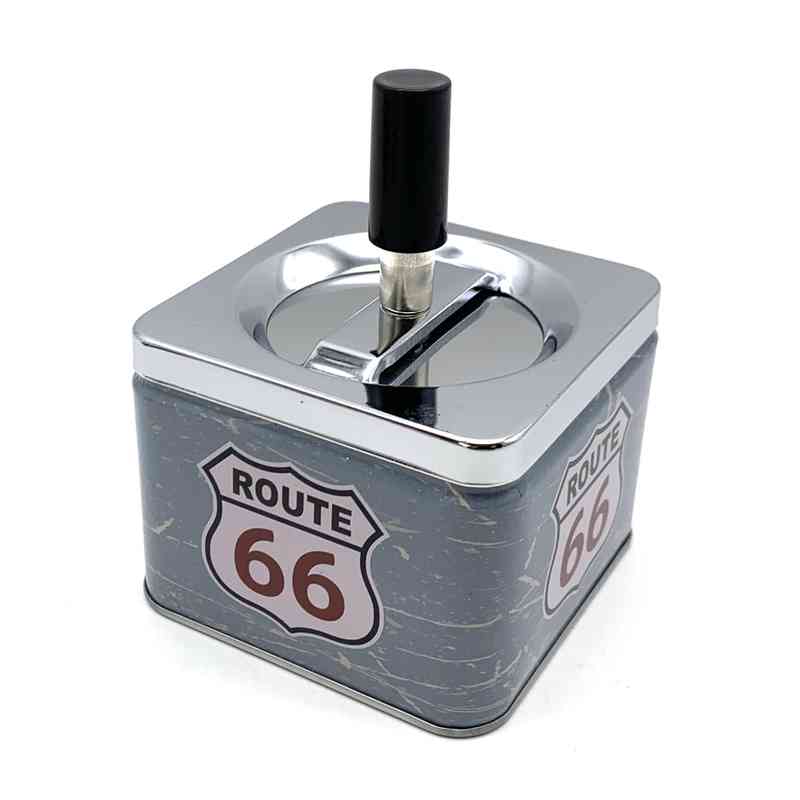 [HA3719] Cenicero de metal con tapa giratoria, en caja varios colores