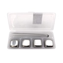 Cubito de acero inoxidable para enfriar x4 y pinza, en caja plástica