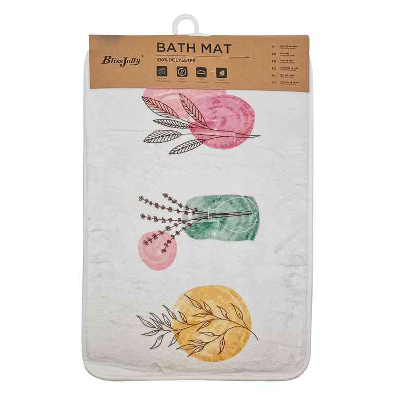Alfombra para baño suave, con antideslizante, diseño hojas