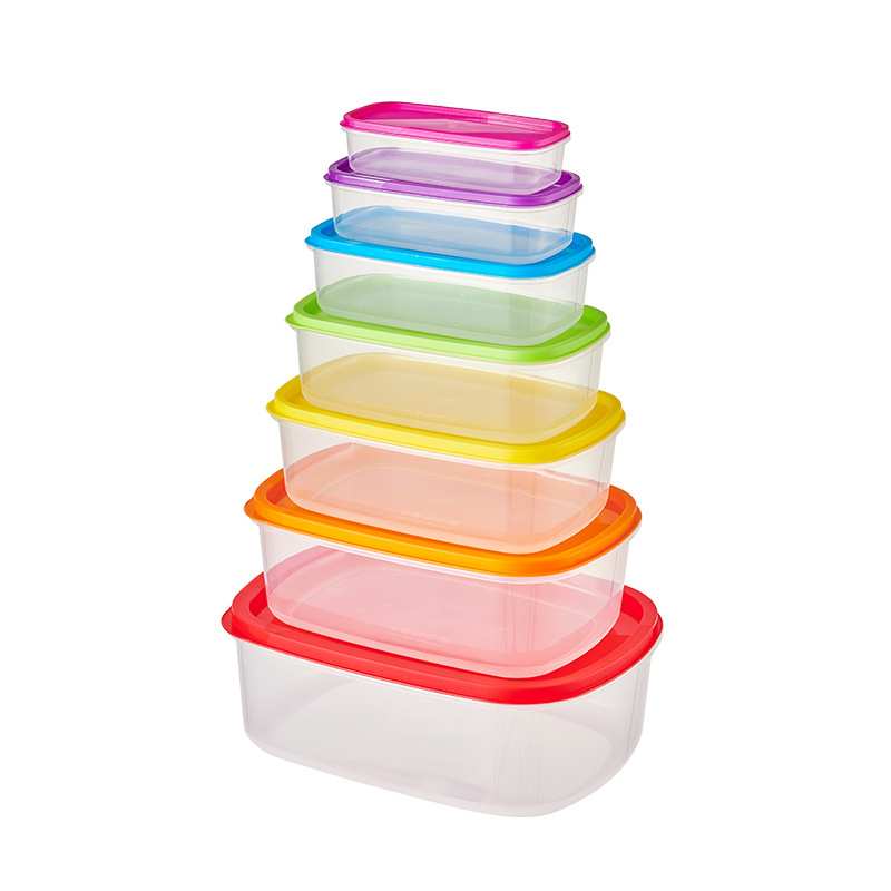 [HA3863] Vianda recipiente de plástico x7 distintos tamaños colores surtidos
