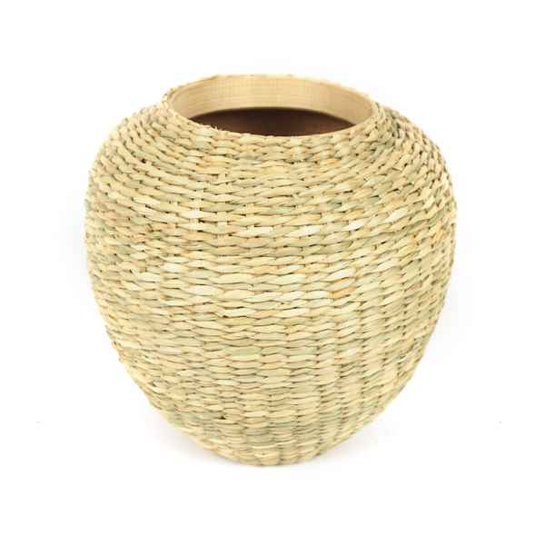 [HA3925] Florero de fibras naturales, junco de agua
