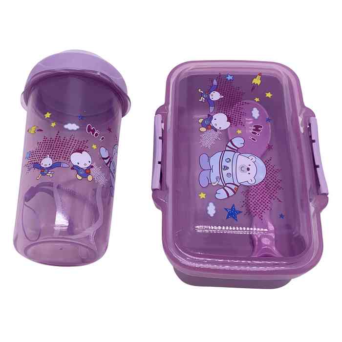 Vianda infantil de plástico con botella, varios colores