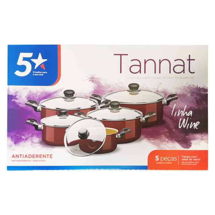 [HA3993] Ollas antiadherentes juego x5 piezas, en caja TANNAT