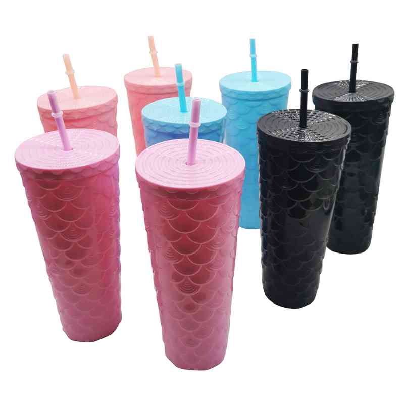Vaso con sorbito, de plástico 1000ml PACKx8, varios colores