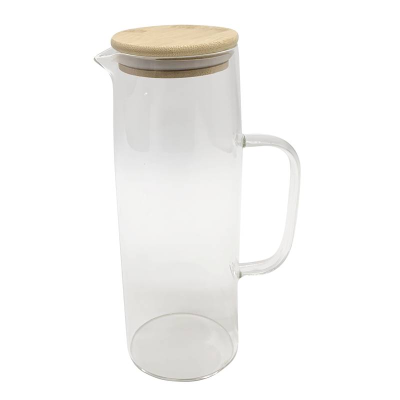 [HA4120] Jarra de vidrio 1200ml con tapa de bambú, en caja