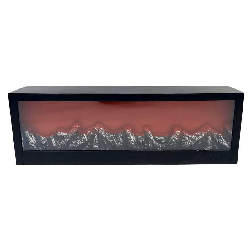 Adorno decorativo estufa de plástico, simula fuego 3pilas C y recarga USB, en caja