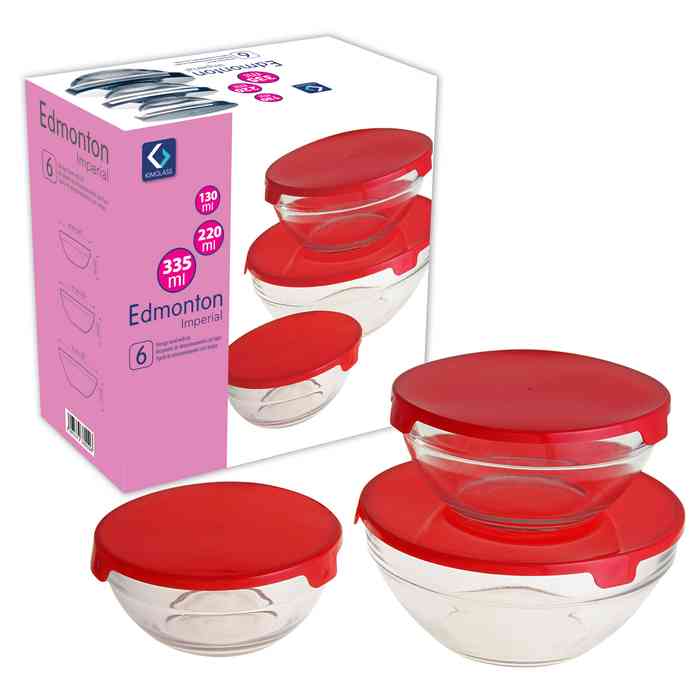 Vianda recipiente de vidrio x3, 130/220/335ml en caja