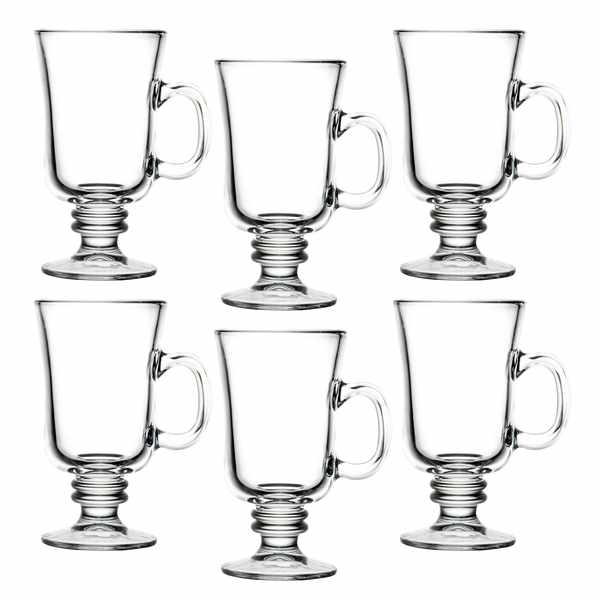 Taza de vidrio irish coffee 240ml x6, en caja