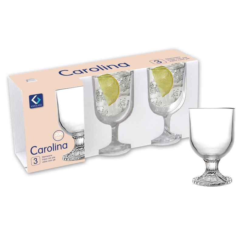 Copa de vidrio 200ml x3, en caja