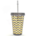 Vaso con sorbito, de acrílico 420ml, varios diseños, en bolsa