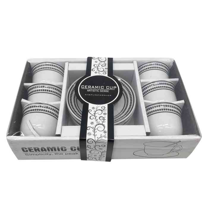 [HA4373] Taza con plato de loza x6, en caja varios diseños