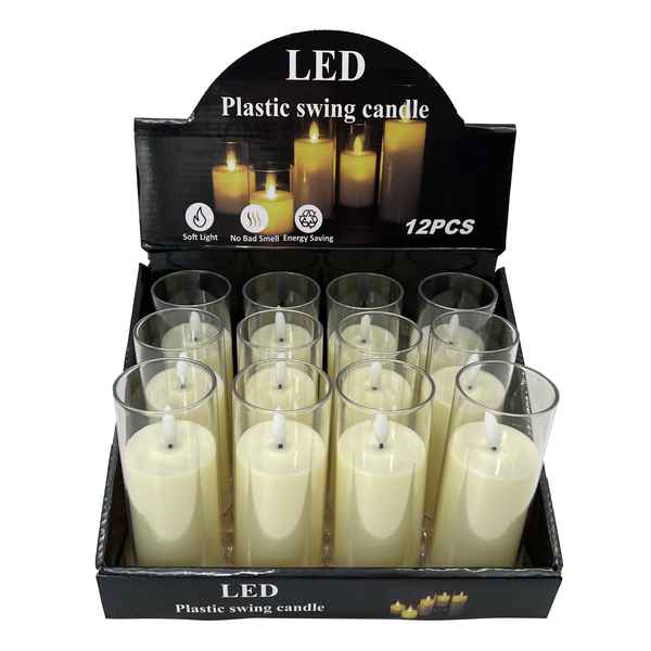 Vela LED en vaso, CAJA x12