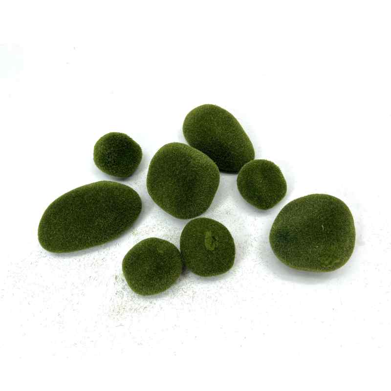 [HA4446] Piedra con musgo artificial x8, en bolsa