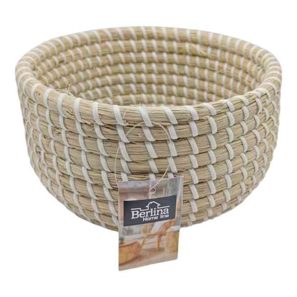 [HA4561] Cesta redonda de fibras naturales, junco de agua