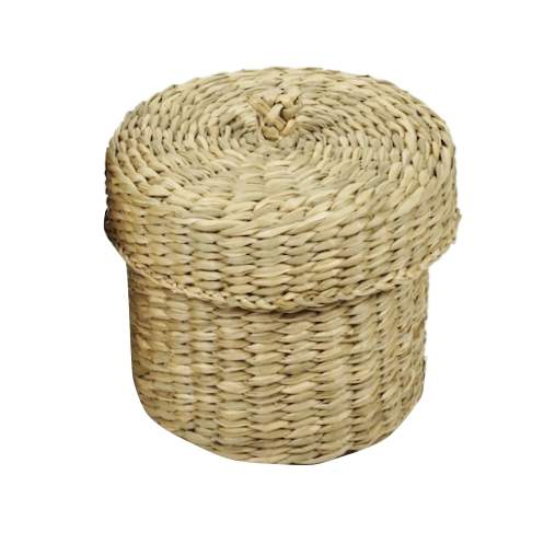 [HA4567] Caja organizadora con tapa grande, de fibras naturales, junco de agua