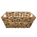Caja organizadora rectangular calada con asas, mediana, de fibras naturales, junco de agua