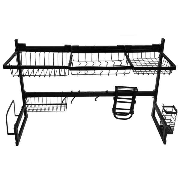 Escurridor de platos, de metal, 2 niveles con estantes, sobre pileta