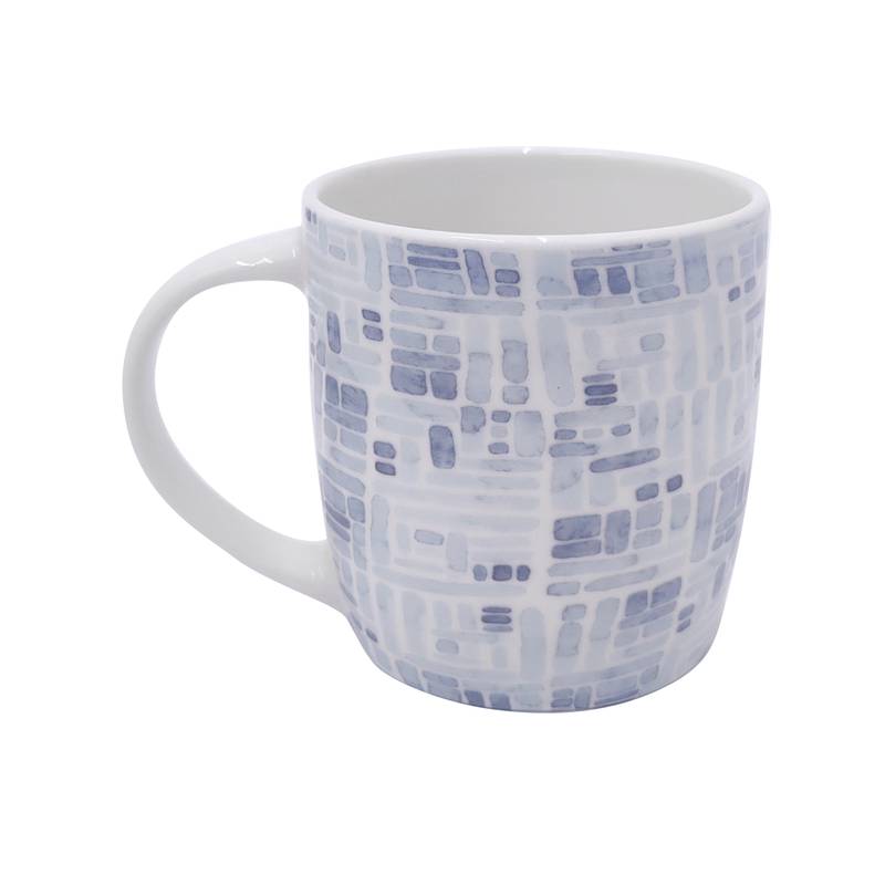 Taza de loza 420ml, varios diseños azulados