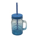 Jarra de vidrio para tragos, 480ml, con sorbito y tapa, varios colores