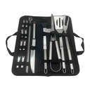 Set de parrilla x18, mango acero inoxidable, en estuche de tela con cierre