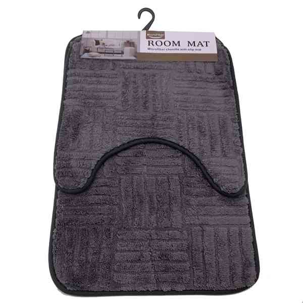 [HA4859] Alfombra para baño x2, alfombra central y de inodoro o pileta, varios colores, en cartón