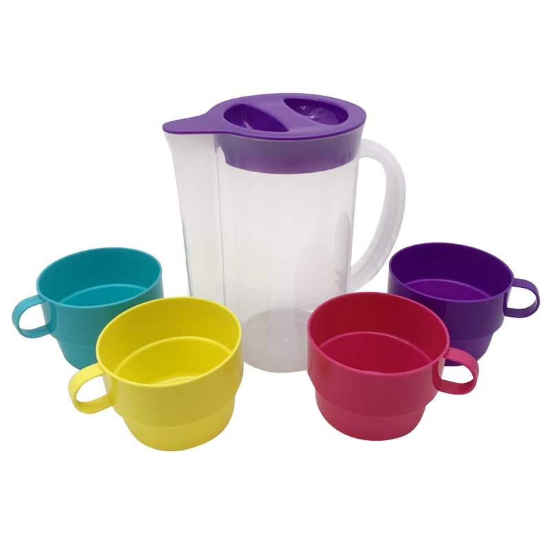 [HA4876] Jarra de plástico 800ml, con 4 tazas 170ml, en bolsa