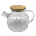 Tetera de vidrio con colador, 900ml, tapa de bambú, en caja